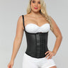 Full upper body view of a model wearing the semi vest latex waist trainer.